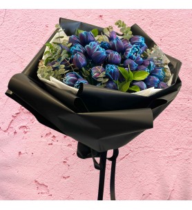 Cosmic Blue Galaxy Tulips Bouquet